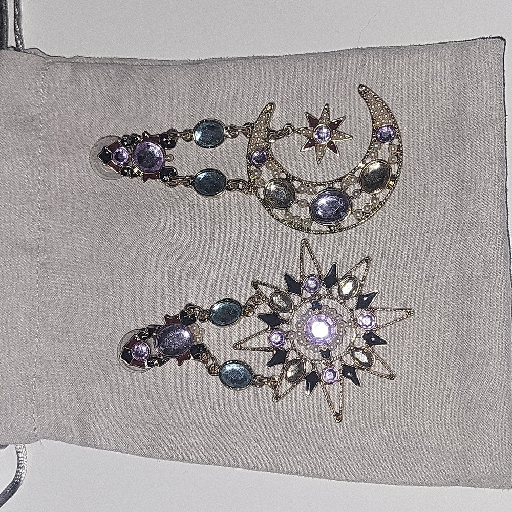 Anthropologie mismatched sun and moon embellished dangle earrings